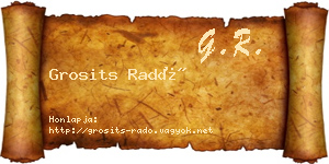Grosits Radó névjegykártya